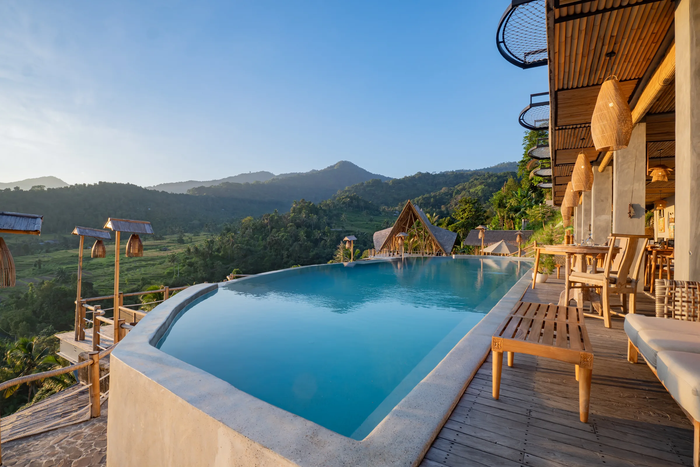 Infinity pool and terrace at Maha Hills